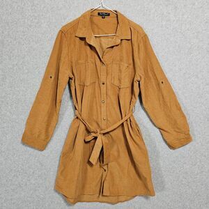 Velvet Heart Corduroy Dress Size M Long Sleeve Camel Tan Cotton Pocket Womens